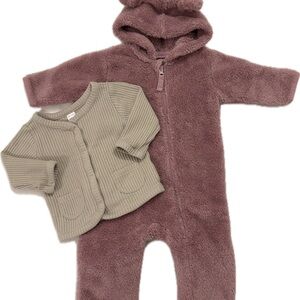 Hanna Andersson pink bunting suit romper fleece 6-12m Carter’s waffle jacket 9m